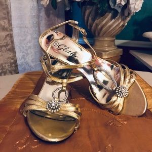 Gold evening sandals